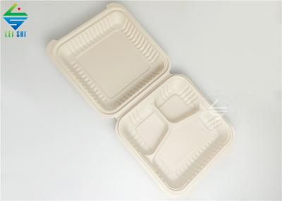 Boîte à bento jetable à trois compartiments dégradable en matériau biodégradable en bambou respectueux de l'environnement